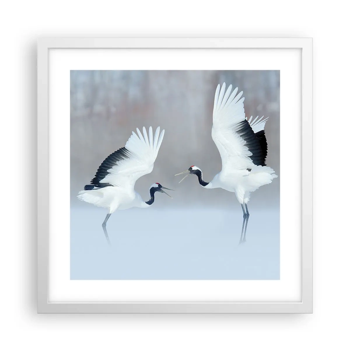 Affiche dans un cadre blanc - Poster - Danse dans le brouillard - 40x40 cm