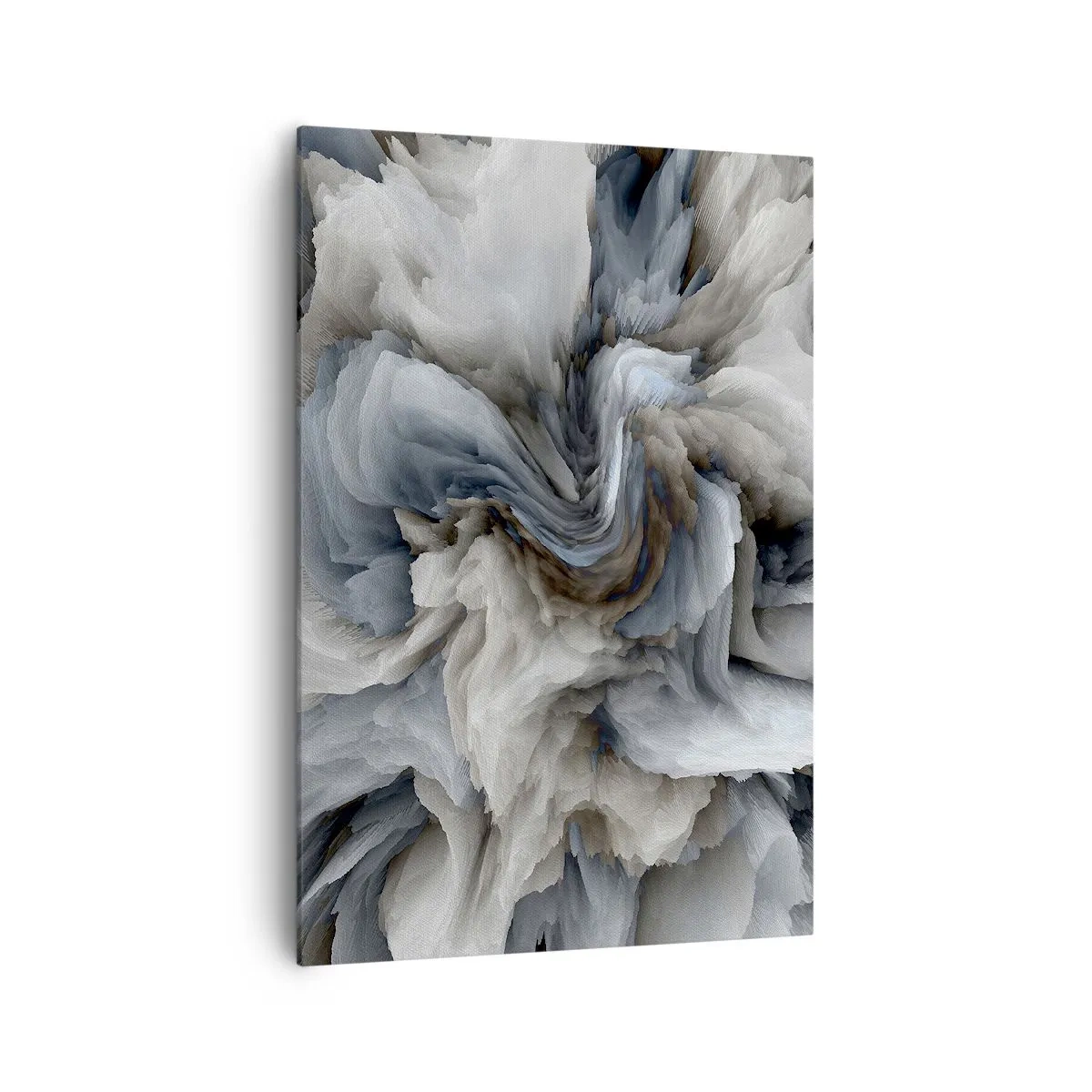 Impression sur toile - Image sur toile - Tourbillon abstrait dans les tons de gris et de bleu - 70x100cm - Pierre et fleur - Décoration murale moderne pour le salon et la chambre ARTTOR