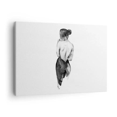 Impression sur toile - Image sur toile - La silhouette d'une femme capturée dans une aquarelle subtile - 70x50cm - Auprès d'elle, le monde disparaît - Décoration murale moderne pour le salon et la chambre ARTTOR