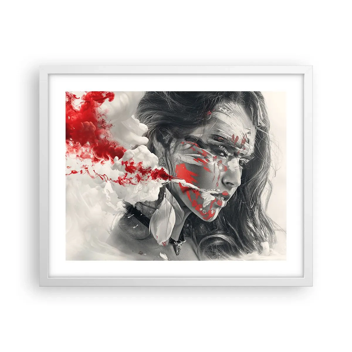 Affiche dans un cadre blanc - Poster - Dans les fumées de l'absurde - 50x40 cm