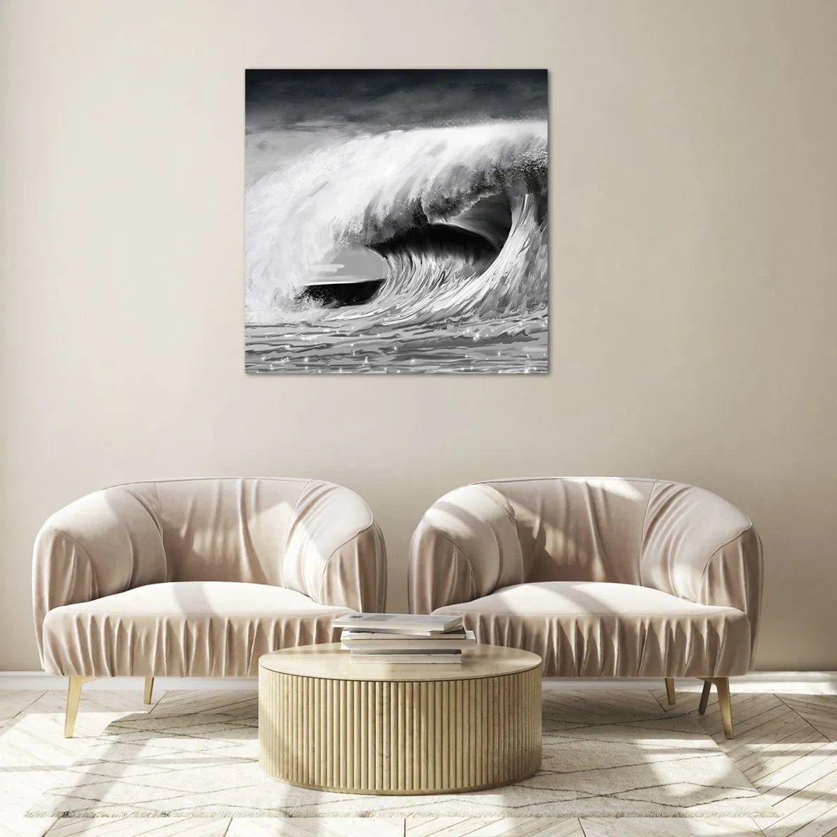 Impression sur verre - Image sur verre - La colère de l'océan - 70x70 cm