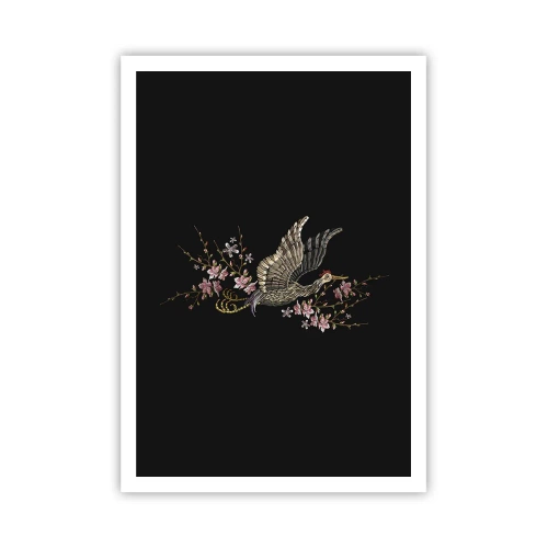 Affiche - Poster - Oiseau brodé exotique - 70x100 cm