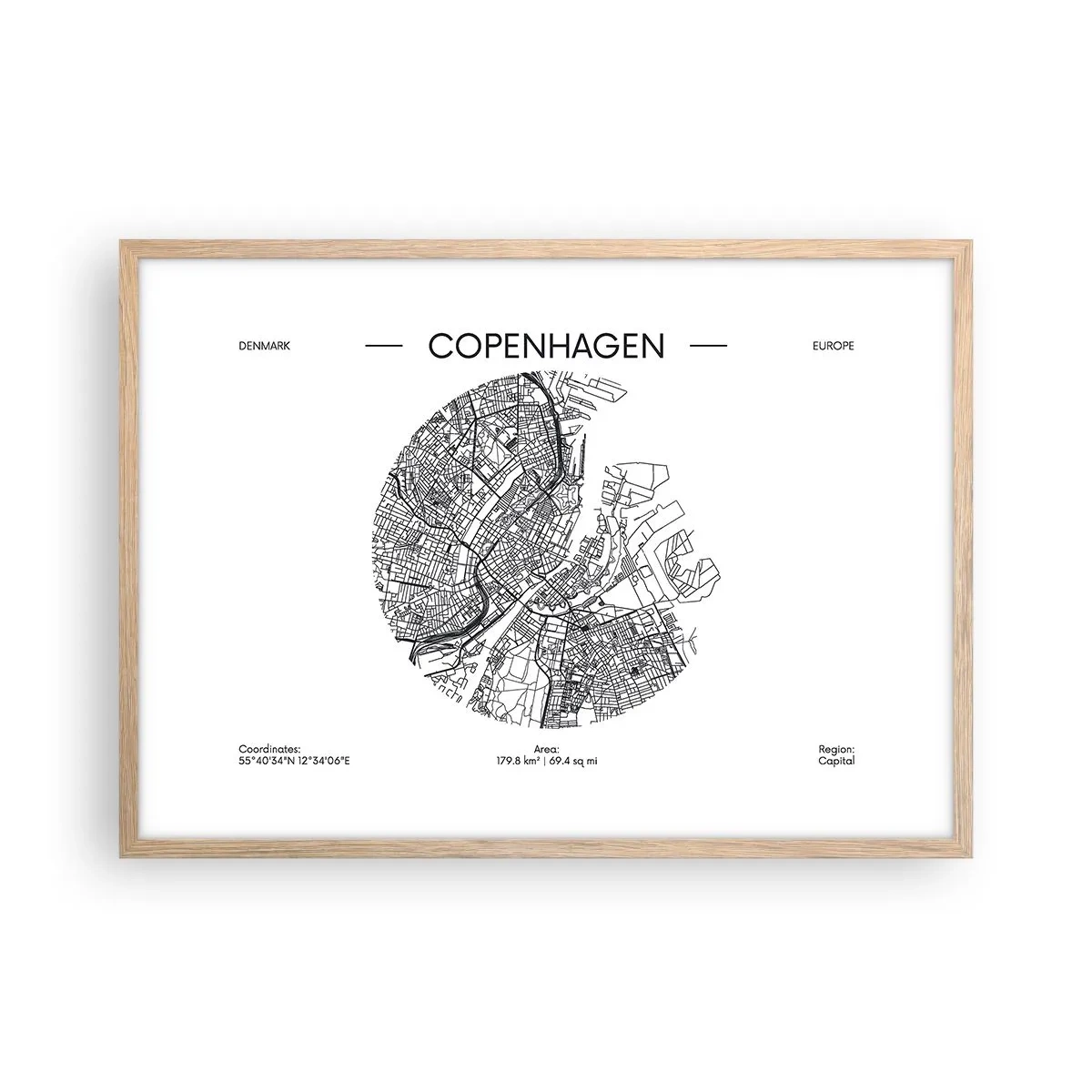 Affiche dans un chêne clair - Poster - Anatomie de Copenhague - 70x50 cm