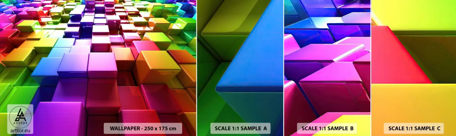 Échantillon De Papier Peint Standard Eco - Collaboration Op art dans une équipe - Abstraction, Graphique, 3D - 100x30 cm