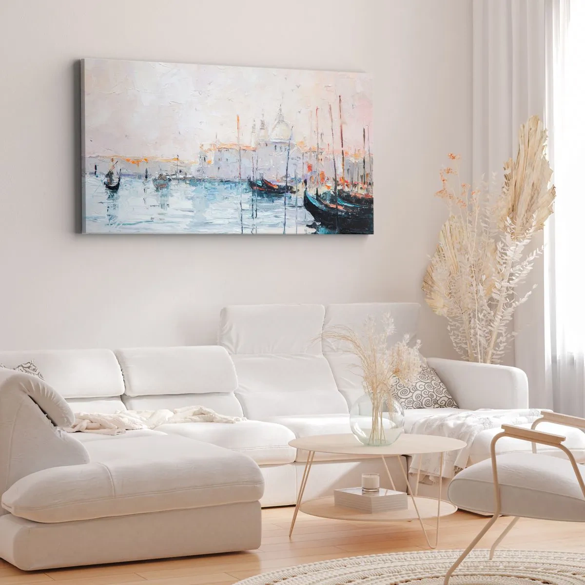 Impression sur toile - Image sur toile - Derrière l'eau, derrière le brouillard - 100x40 cm