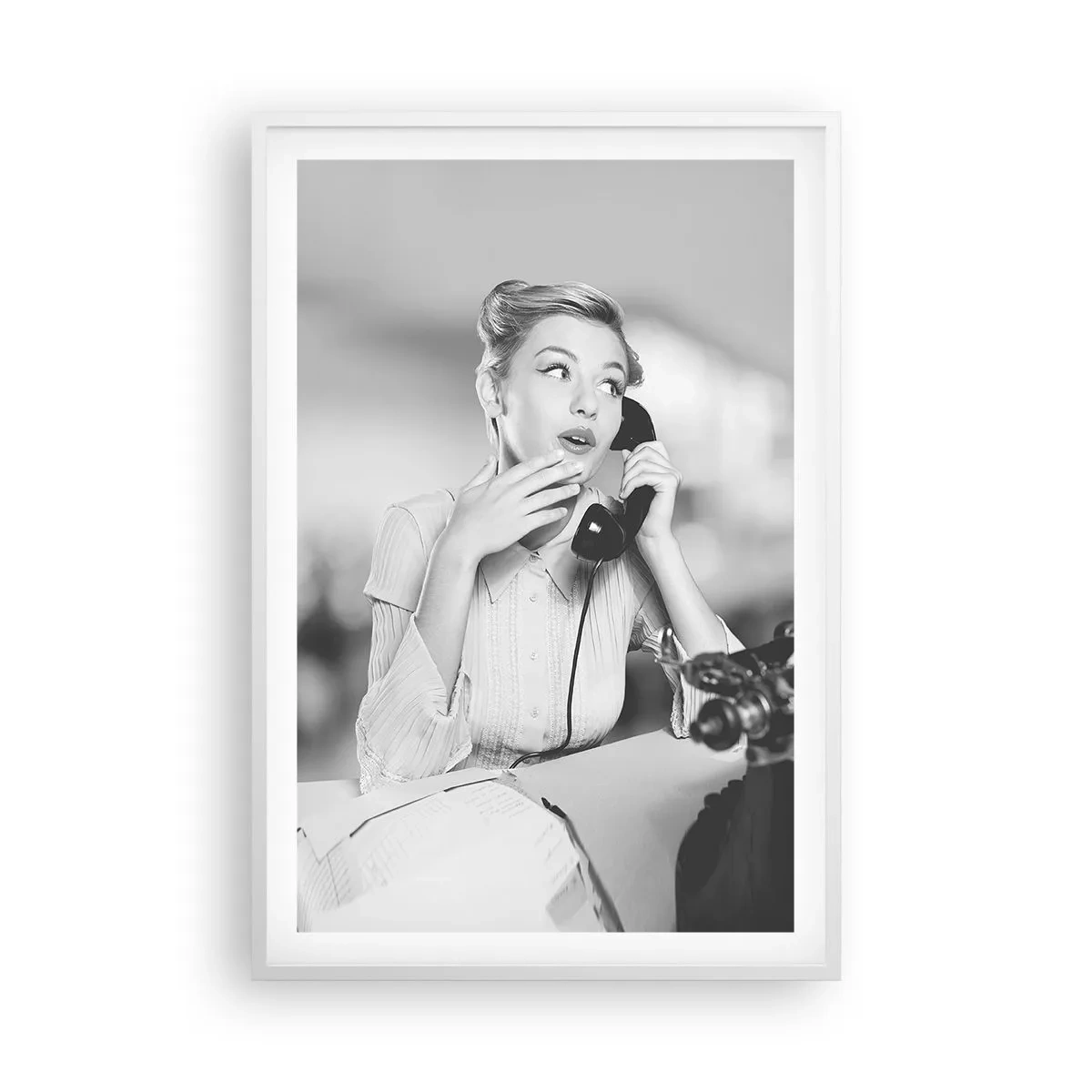 Affiche dans un cadre blanc - Poster - Hello! Ici les années 50 - 61x91 cm