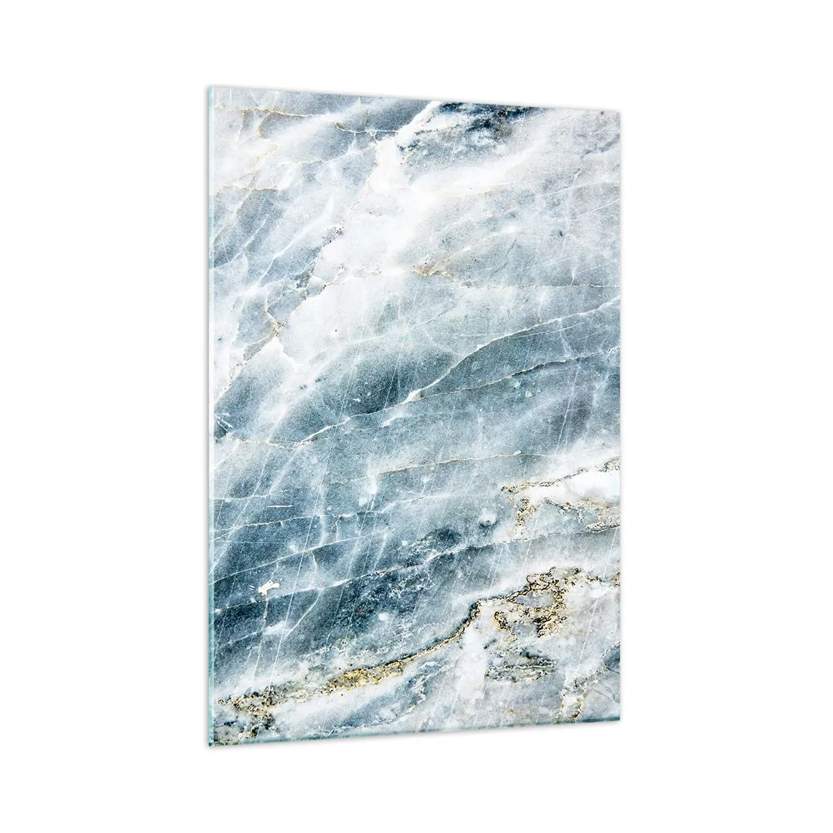 Impression sur verre - Image sur verre - Texture abstraite de marbre de glace dans des tons de bleu et de blanc - 50x70cm - Monde de glace - Décoration murale moderne pour le salon et la chambre ARTTOR