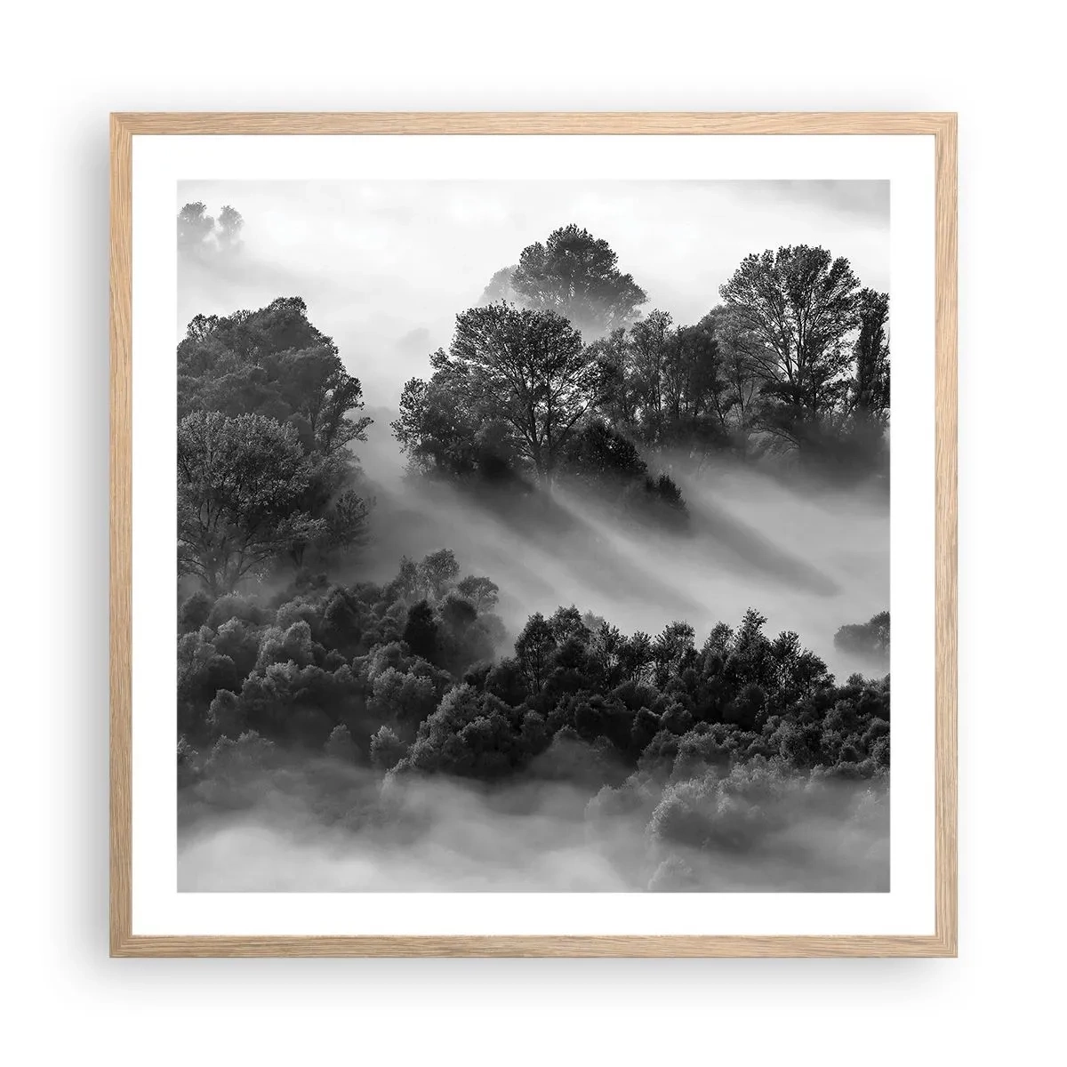 Affiche dans un chêne clair - Poster - Sortir de son sommeil - 60x60 cm