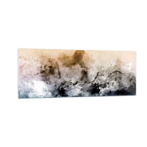 Impression sur verre - Image sur verre - Paysage abstrait avec brouillard et couleurs subtiles - 140x50cm - Noyé dans un nuage de brouillard - Décoration murale moderne pour le salon et la chambre ARTTOR