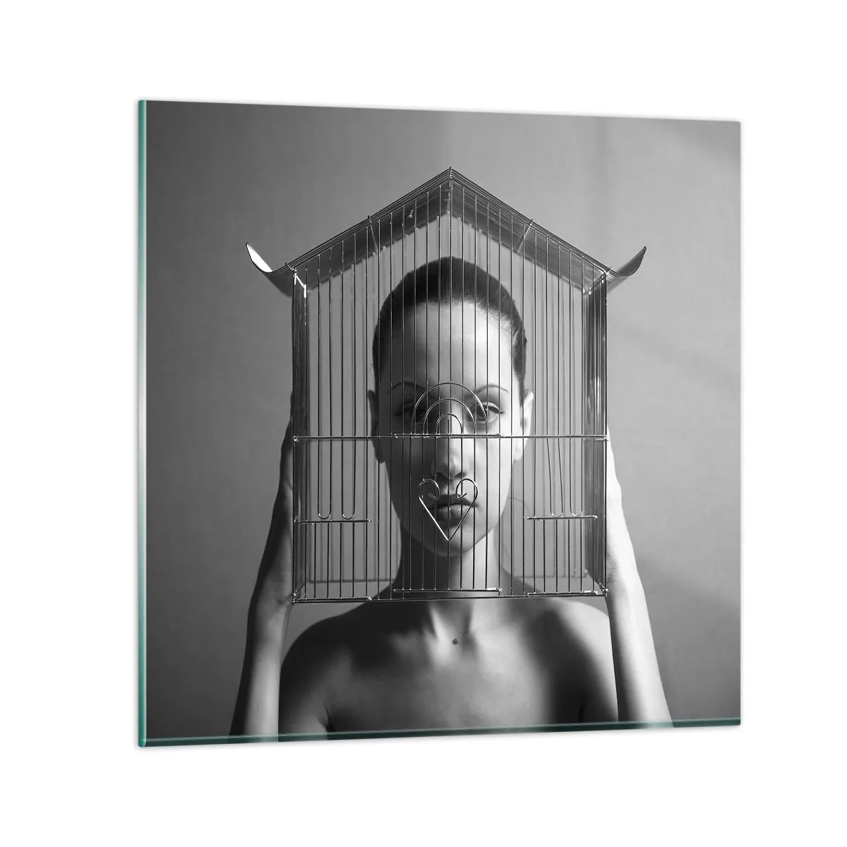 Impression sur verre - Image sur verre - Portrait un peu surréaliste - 30x30 cm