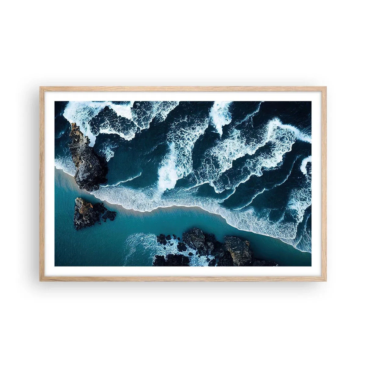Affiche dans un chêne clair - Poster - Enveloppé par les vagues - 91x61 cm