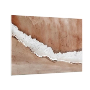 Impression sur verre - Image sur verre - Structure artistique dans des tons terre et blanc - 70x50cm - Dans des couleurs de la terre - Décoration murale moderne pour le salon et la chambre ARTTOR