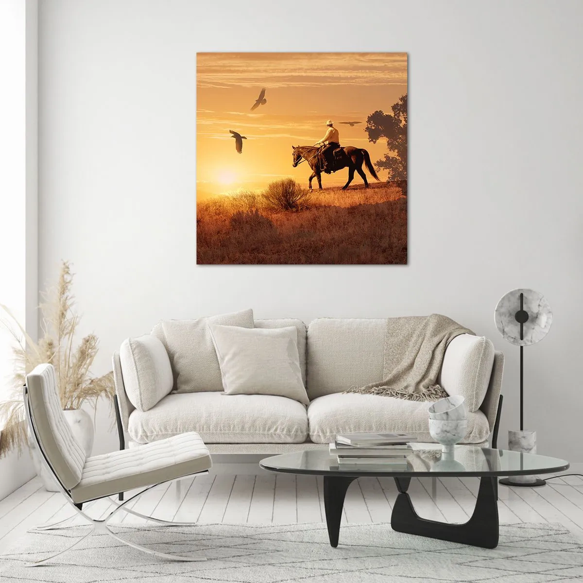 Impression sur verre - Image sur verre - Seul à travers la prairie - 60x60 cm