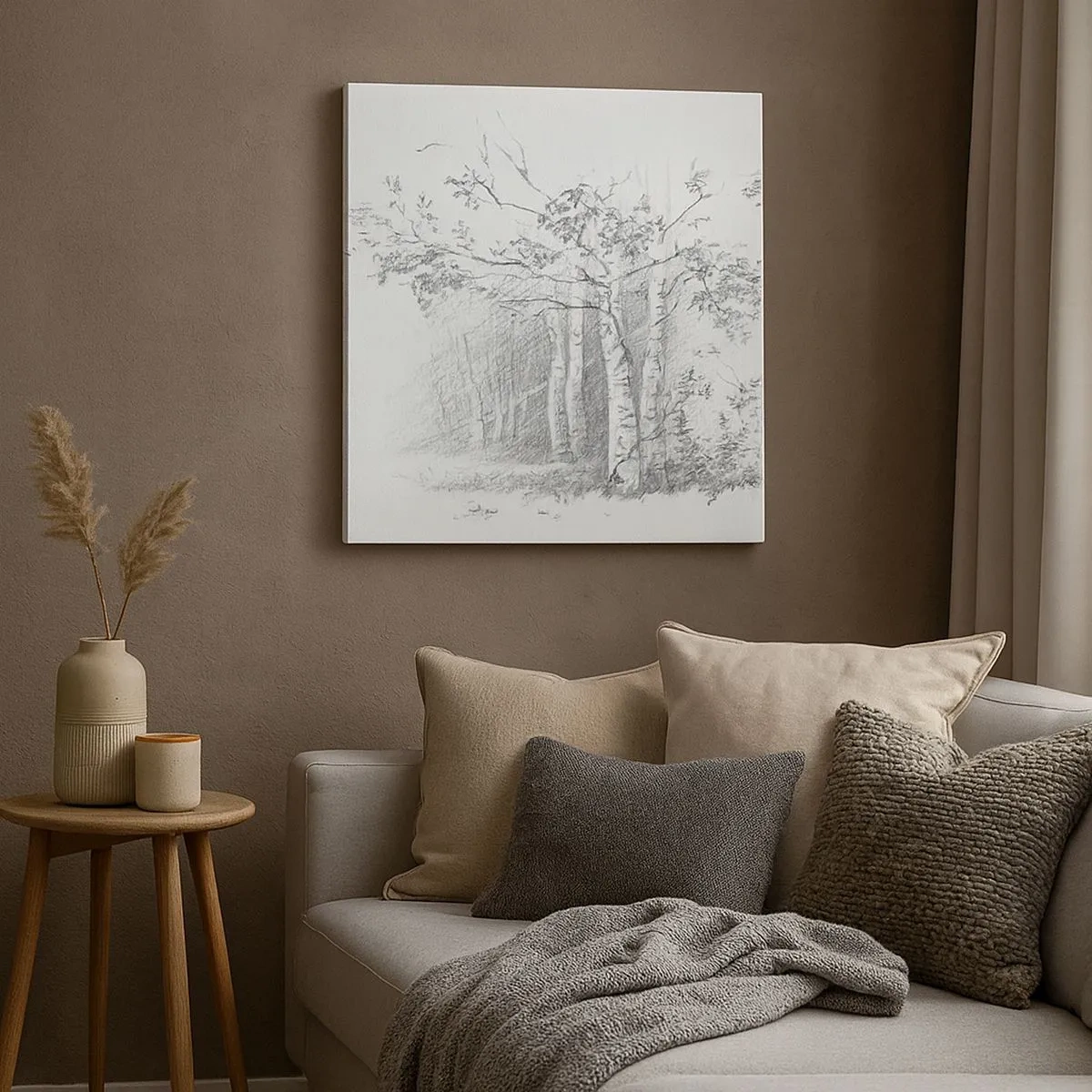 Impression sur toile - Image sur toile - Lumière d'une forêt de bouleaux - 30x30 cm