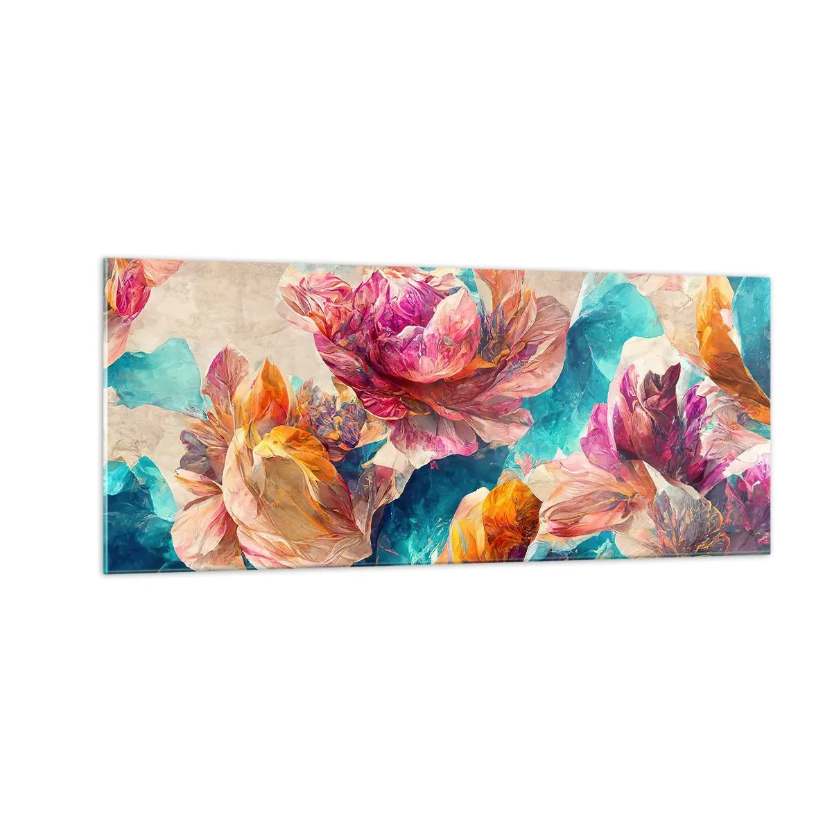 Impression sur verre - Image sur verre - Splendeur colorée du bouquet - 100x40 cm