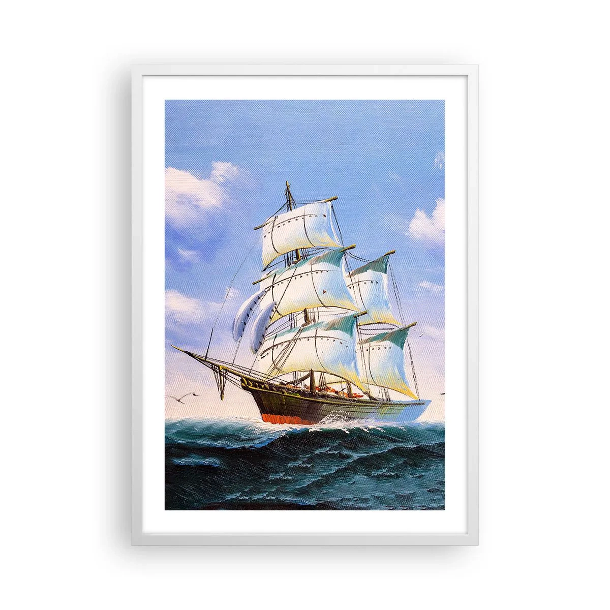 Affiche dans un cadre blanc - Poster - Fièrement avec le vent - 50x70 cm