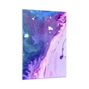 Impression sur verre - Image sur verre - Une composition abstraite avec un mélange de couleurs violettes, bleues et roses. - 50x70cm - Yin et yang - Décoration murale moderne pour le salon et la chambre ARTTOR