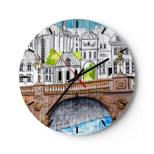 Horloge murale - Pendule murale - Une ville comme peinte - 40x40 cm