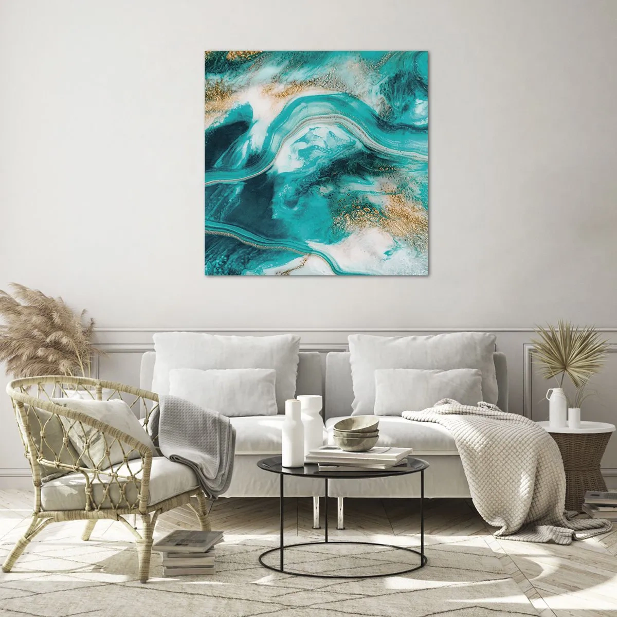 Impression sur verre - Image sur verre - Rivière d'or - 70x70 cm