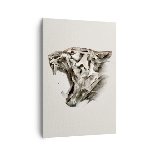 Impression sur toile - Image sur toile - Image abstraite d'un tigre dans des tons beiges - 70x100cm - Vous savez déjà qui est en charge - Décoration murale moderne pour le salon et la chambre ARTTOR