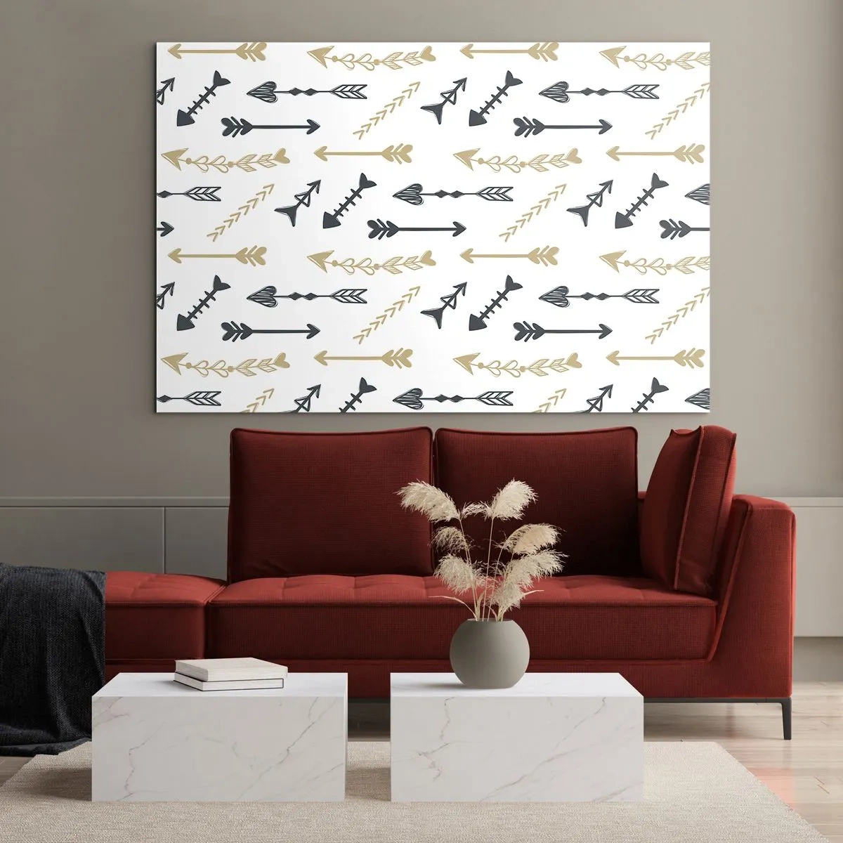 Impression sur verre - Image sur verre - Un motif de flèches de différentes couleurs sur fond blanc - 70x50cm - Le rêve de l'archer - Décoration murale moderne pour le salon et la chambre ARTTOR