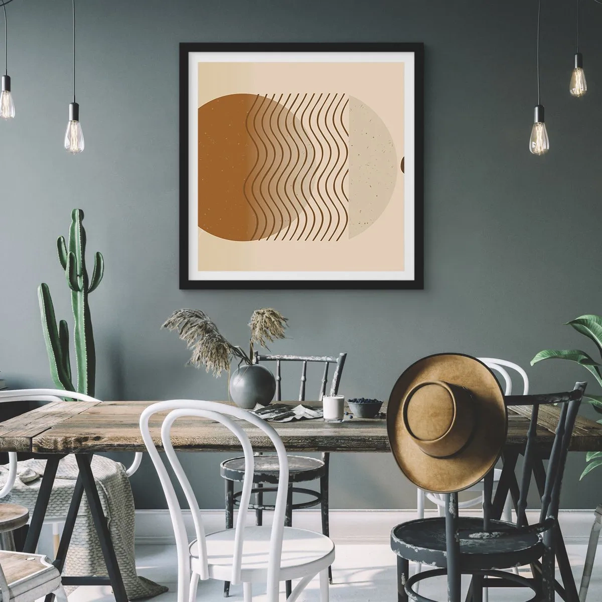 Affiche dans un cadre noir - Poster - Sur l'origine des figures géométriques - 40x40 cm