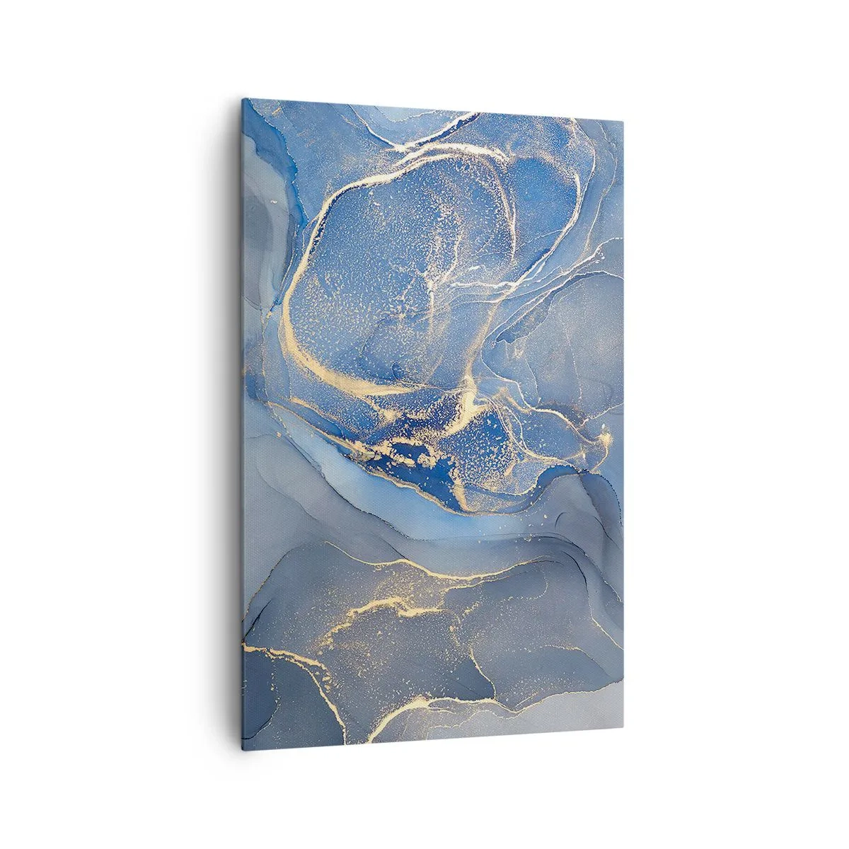 Impression sur toile - Image sur toile - Motifs bleus abstraits avec des accents dorés - 80x120cm - Poussière d'or - Décoration murale moderne pour le salon et la chambre ARTTOR