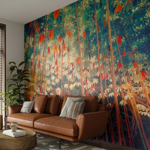 Papier Peint Autocollant Deluxe Sticker - La vie secrète des feuilles - Forêt tropicale, Nature, Des arbres - 250x175 cm