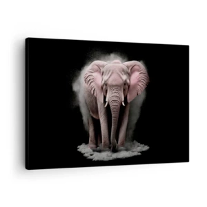 Impression sur toile - Image sur toile - Une interprétation artistique d'un éléphant rose sur fond noir - 70x50cm - Ne pensez pas à un éléphant rose ! - Décoration murale moderne pour le salon et la chambre ARTTOR