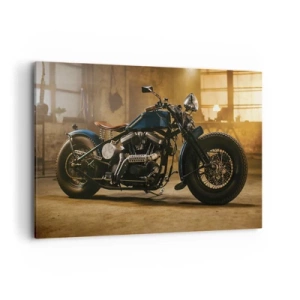 Impression sur toile - Image sur toile - Une moto élégante dans un intérieur industriel avec un éclairage chaleureux - 120x80cm - Je peux tout - Décoration murale moderne pour le salon et la chambre ARTTOR