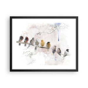 Affiche dans un cadre noir - Poster - Rencontre ailée - 50x40 cm