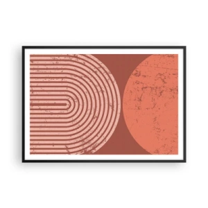 Affiche dans un cadre noir - Poster - Motifs géométriques dans des tons de terre cuite sur un fond vintage - 100x70cm - Une relation proche - Décoration murale moderne pour le salon et la chambre ARTTOR
