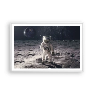 Affiche dans un cadre blanc - Poster - Salutations de la lune - 91x61 cm