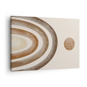 Impression sur toile - Image sur toile - Motif planétaire géométrique dans les tons de marron - 70x50cm - Dans une galaxie lointaine - Décoration murale moderne pour le salon et la chambre ARTTOR