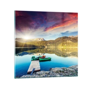 Impression sur verre - Image sur verre - Aussi lisse qu'un miroir au-dessus de l'eau - 70x70 cm