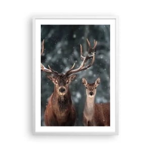 Affiche dans un cadre blanc - Poster - Le roi de la forêt avec sa femme - 50x70 cm