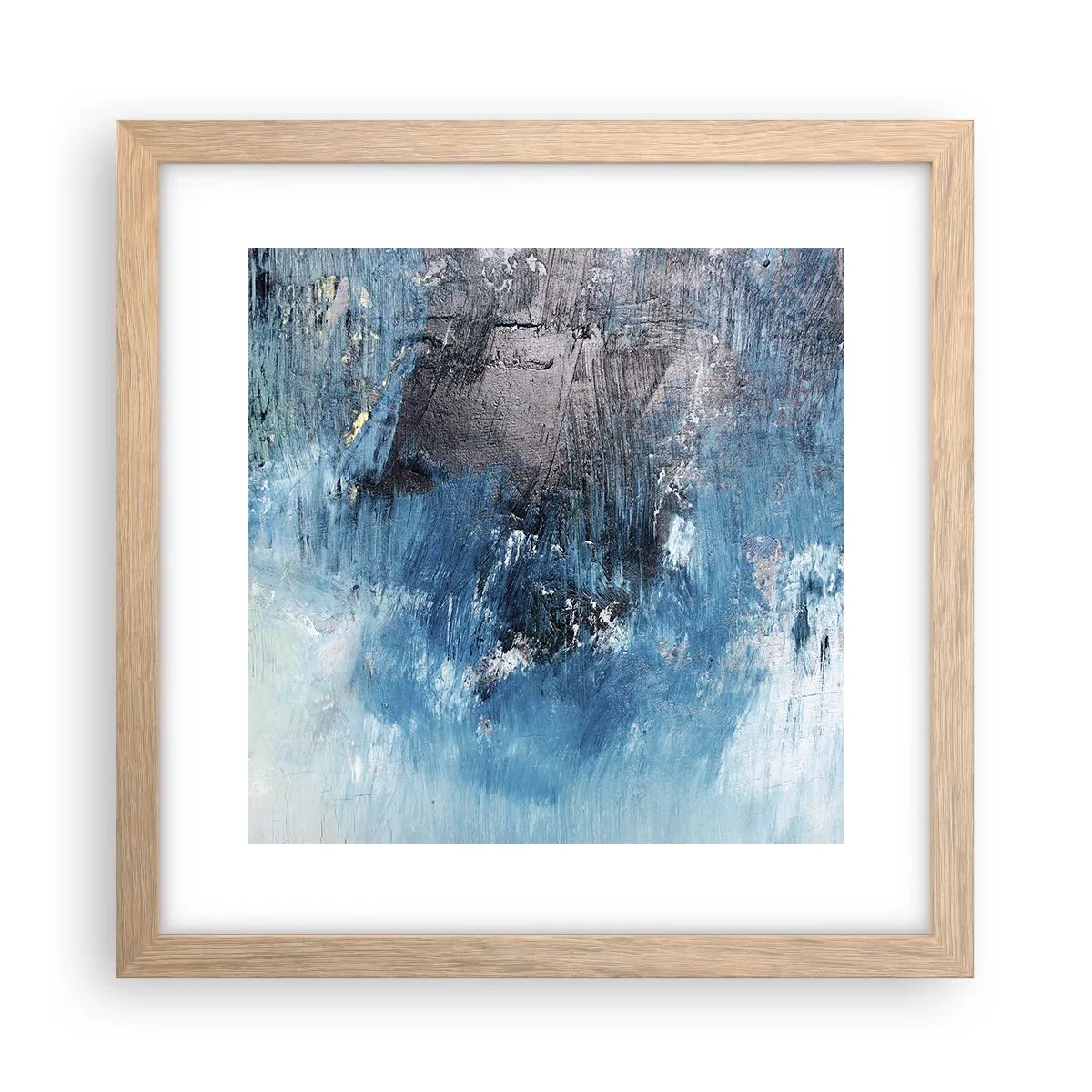 Affiche dans un chêne clair - Poster - Rhapsodie en bleu - 30x30 cm