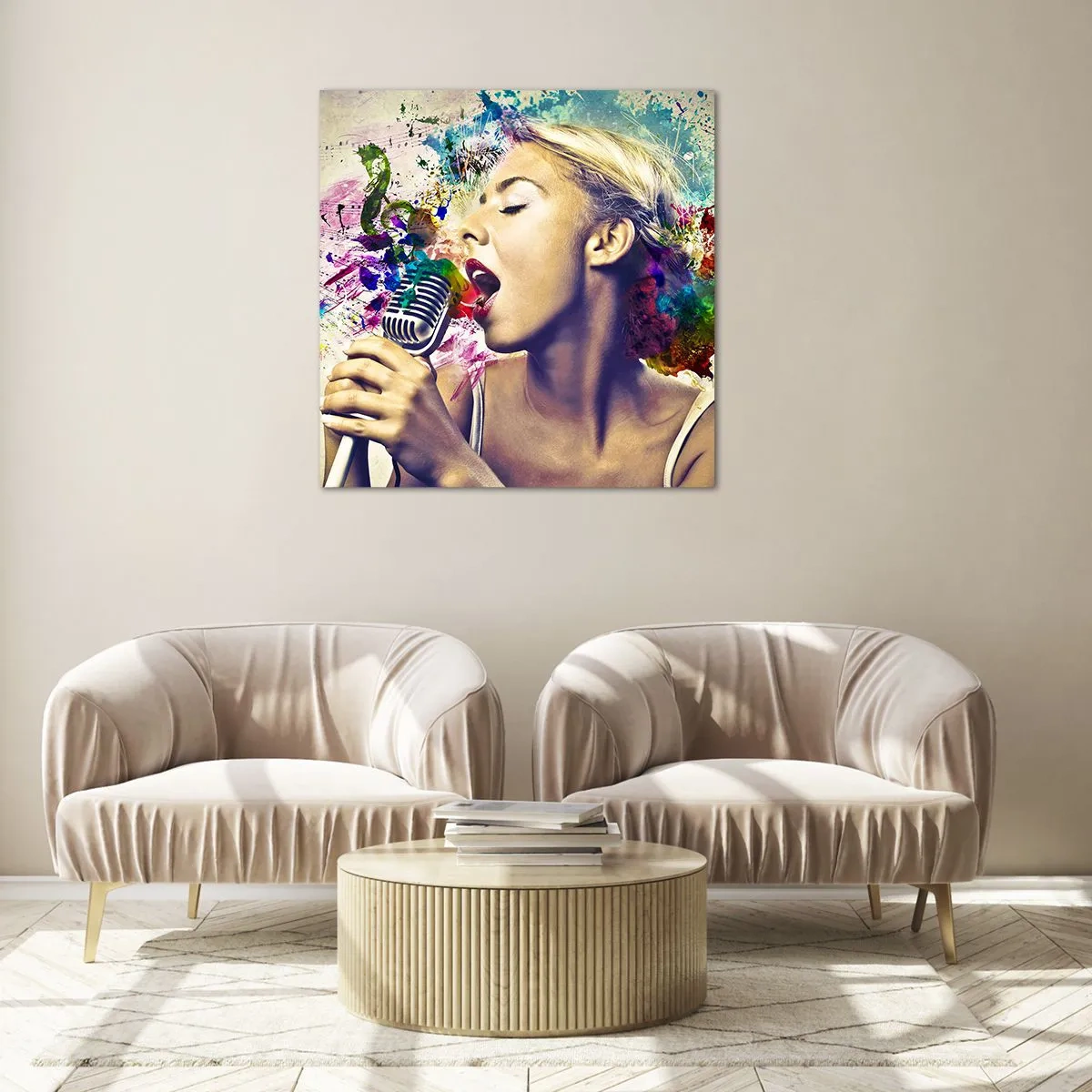 Impression sur verre - Image sur verre - Peindre le monde avec sa voix - 40x40 cm