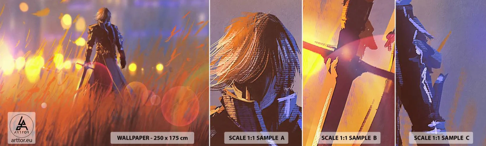 Échantillon de Papier Peint Autocollant Deluxe Sticker - Chevalier errant - Abstraction, Fantaisie, Guerrier - 100x30 cm