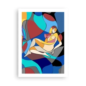 Affiche - Poster - Silhouette abstraite d'une femme dans une composition colorée - 50x70cm - Nu cubiste - Décoration murale moderne pour le salon et la chambre ARTTOR