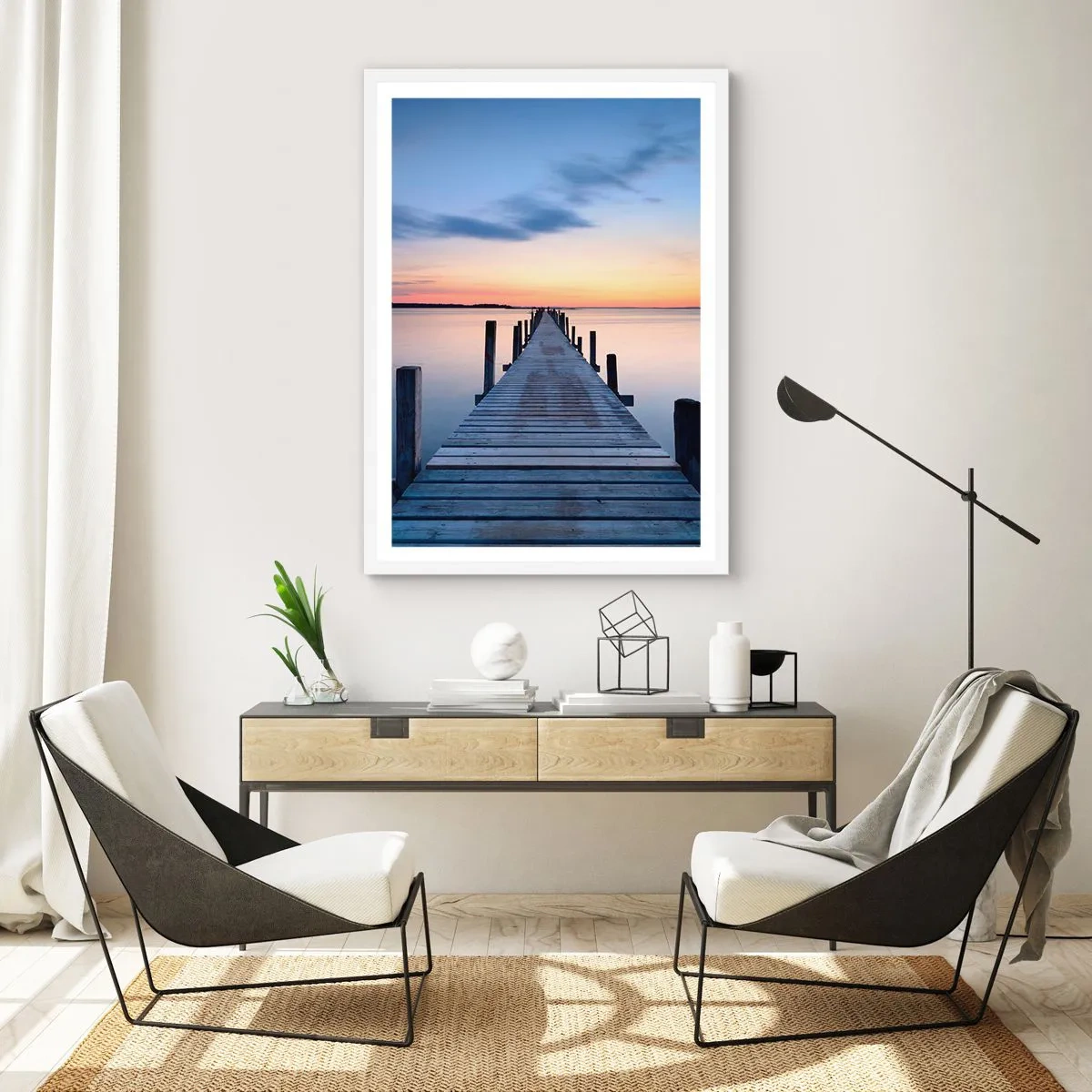 Affiche dans un cadre blanc - Poster - Le calme d'un crépuscule serein - 50x70 cm