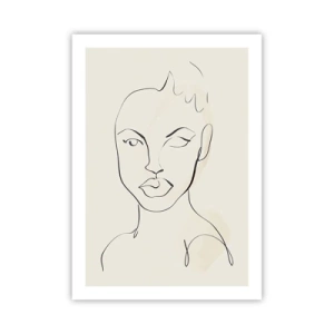 Affiche - Poster - Portrait de visage abstrait au trait - 50x70cm - Esquisse de la sensualité - Décoration murale moderne pour le salon et la chambre ARTTOR