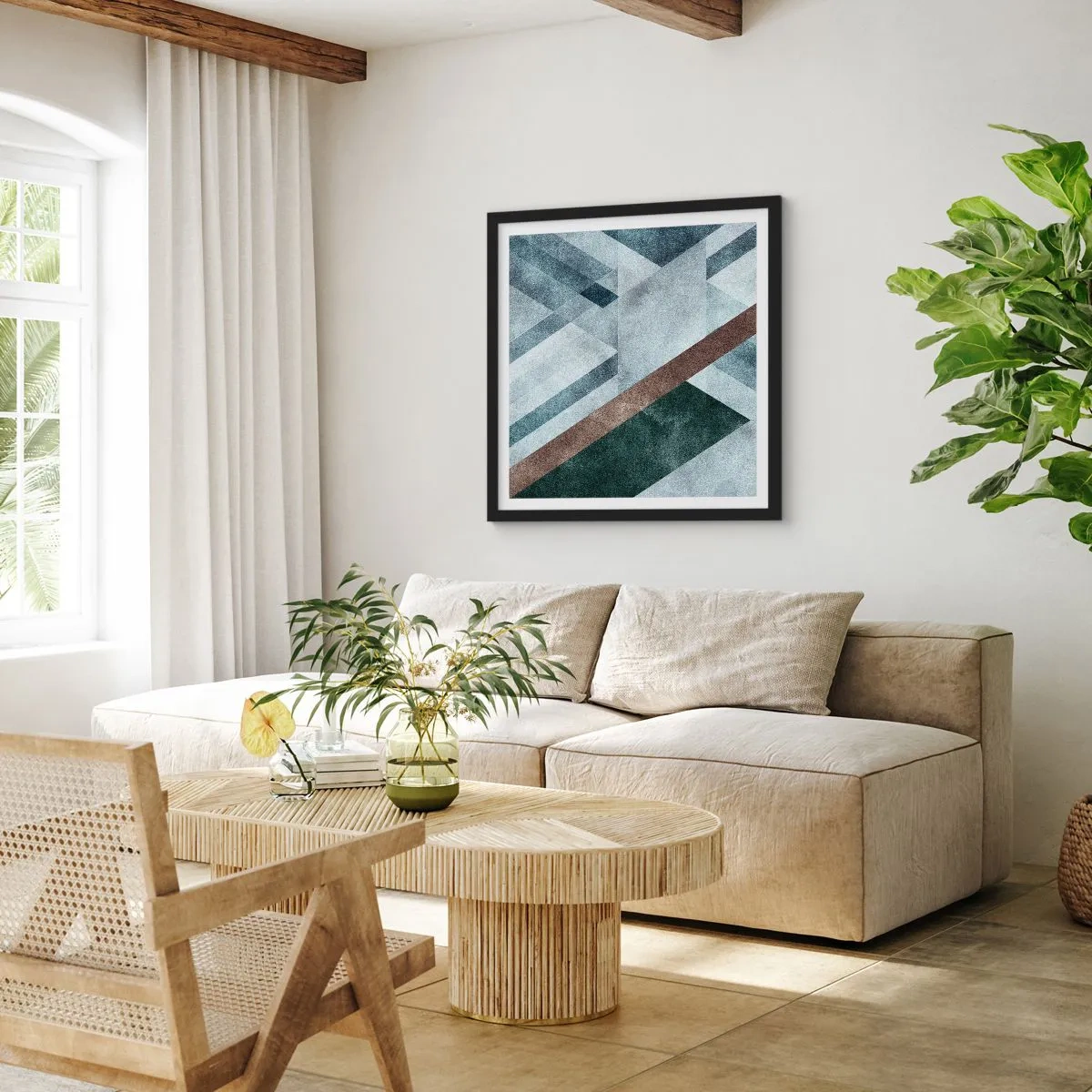 Affiche dans un cadre noir - Poster - Élégance sophistiquée de la géométrie - 40x40 cm