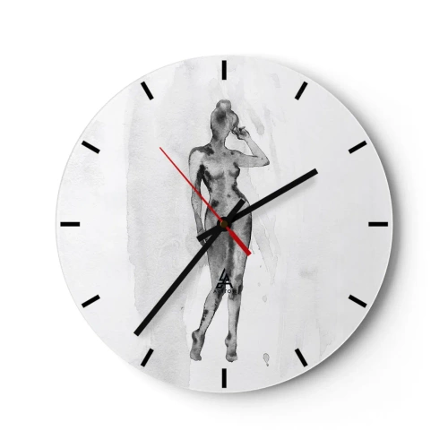 Horloge murale - Pendule murale - Silhouette d'une femme à l'aquarelle sur fond blanc - 30x30cm - Etude de l'idéal de la féminité - Décoration murale moderne pour le salon, la cuisine et la chambre ARTTOR
