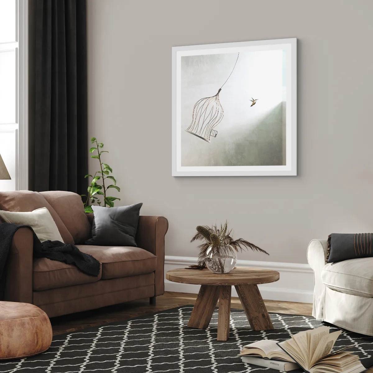 Affiche dans un cadre blanc - Poster - Dans son élément - 40x40 cm