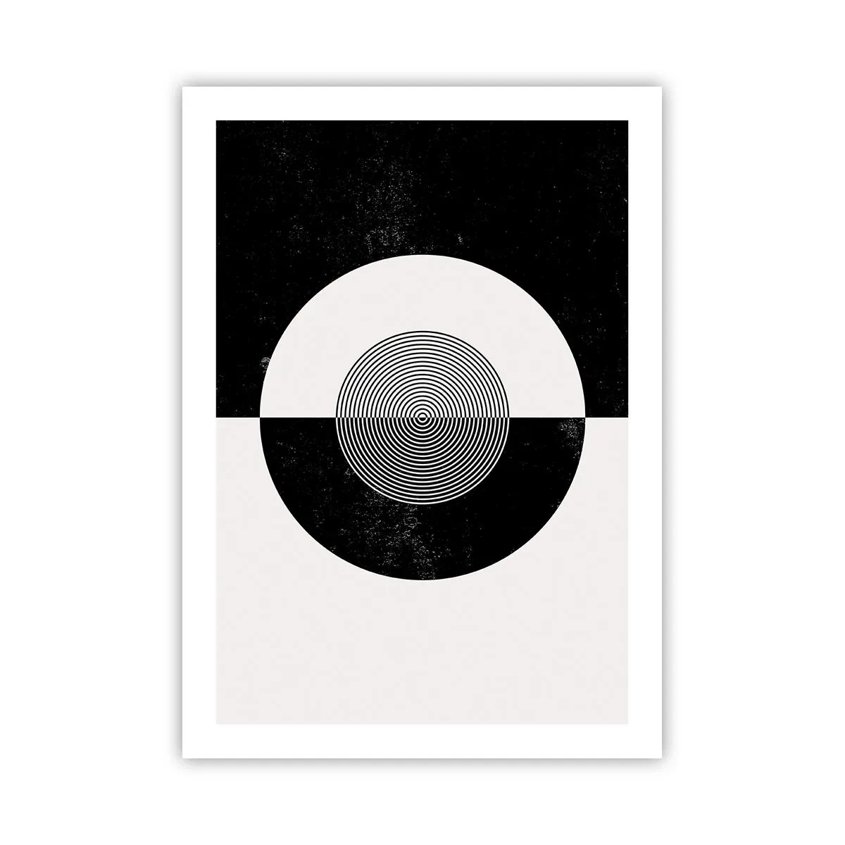 Affiche - Poster - Motif géométrique en noir et blanc avec un cercle concentrique - 50x70cm - Harmonie de noir et blanc - Décoration murale moderne pour le salon et la chambre ARTTOR