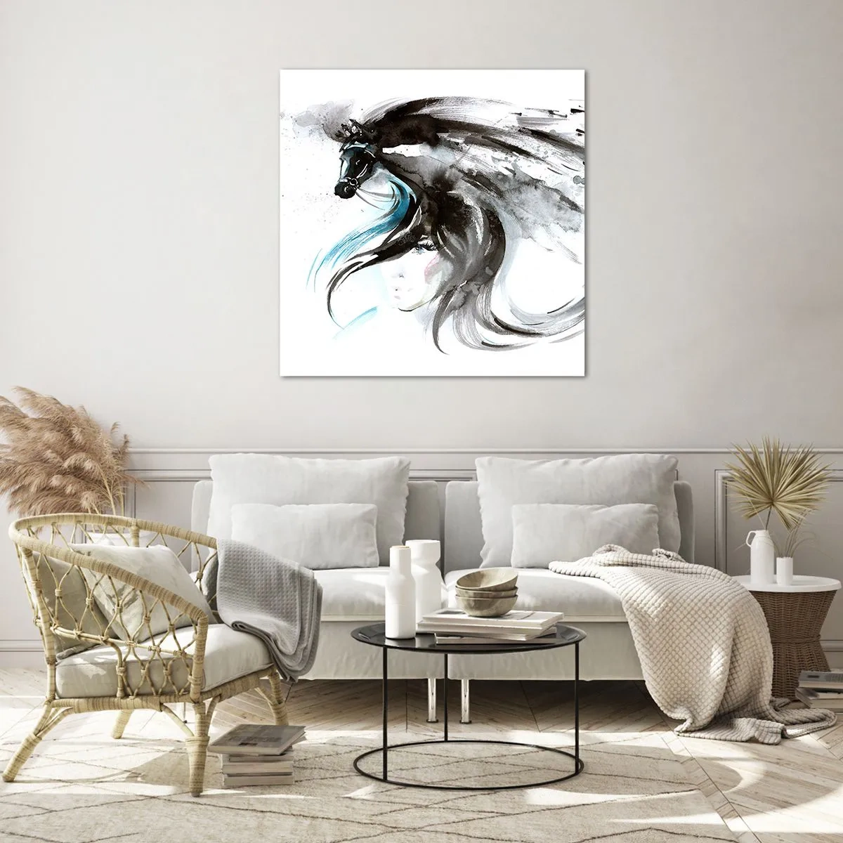 Impression sur verre - Image sur verre - Galop du prince noir - 60x60 cm