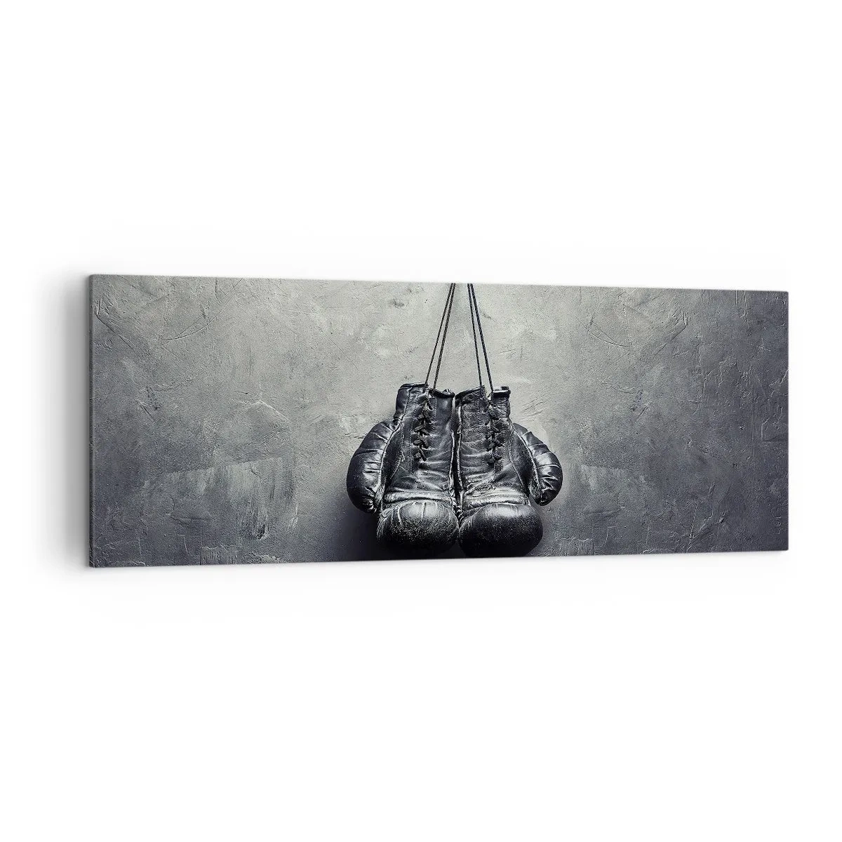 Impression sur toile - Image sur toile - De vieux gants de boxe contre le mur - 140x50cm - Un temps pour se battre et un temps pour la paix - Décoration murale moderne pour le salon et la chambre ARTTOR