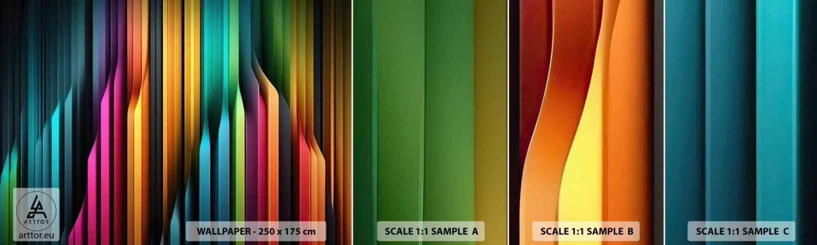 Échantillon De Papier Peint Standard Eco - Un organe de lumière - Coloré, Lignes, Abstraction - 100x30 cm