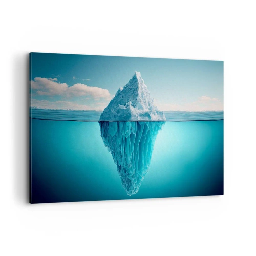 Impression sur toile - Image sur toile - Un iceberg visible au-dessus et au-dessous de la surface de l'eau - 120x80cm - Reine de Glace - Décoration murale moderne pour le salon et la chambre ARTTOR